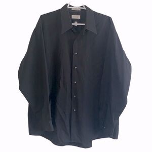 VAN HEUSEN BUTTON DOWN SHIRT BLACK LONG SLEEVE 34/35 WRINKLE FREE